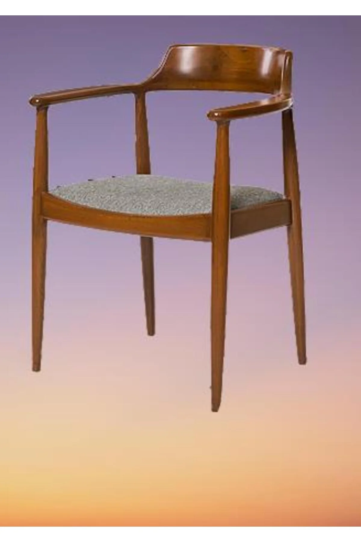 Sandalye ST 14220 Zus138 TAM EĞİKKOLÇAK Kayın RETRO Parlak Ceviz keten kumaş - Görsel 8