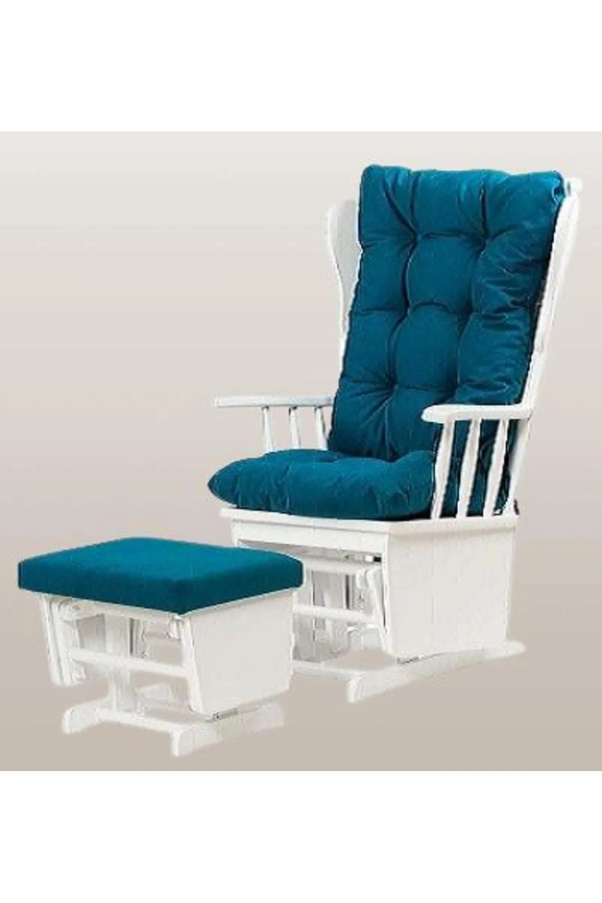 Sandalye Zus301 Model 90477 Mama Puflu Sallanan Ahşap Lake Beyaz Ayak El Yapım - Görsel 4