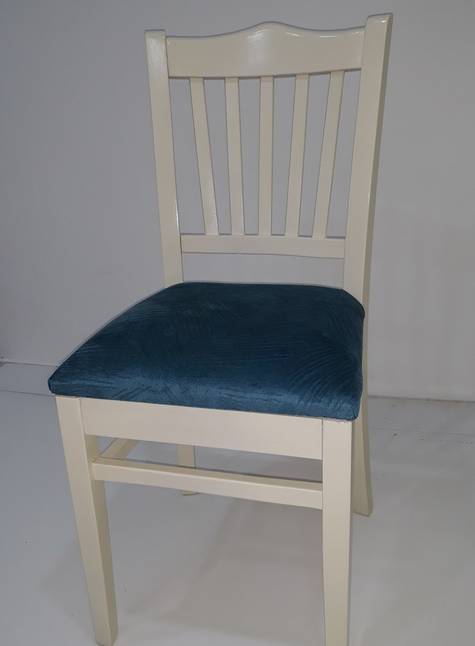 Sandalye17998 ÇITA Kayın MODEL RETRO Ayak parlak Mavi örgü döşeme