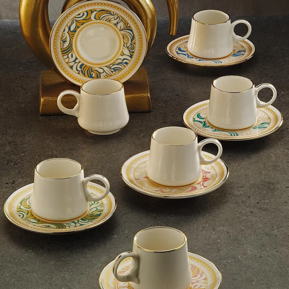 Sandro Moreno 1453 Şal Yüzük Gold 12 Parça 6 Kişilik Kahve Fincan