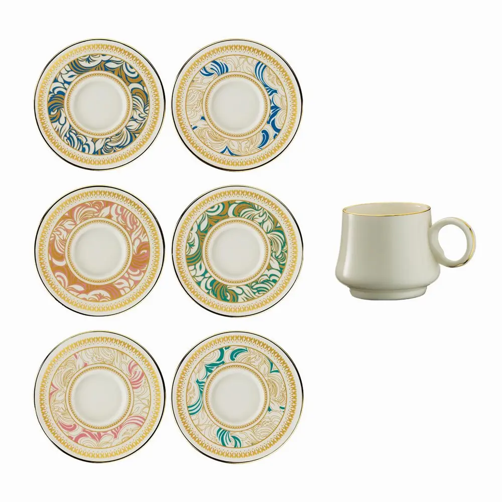 Sandro Moreno 1453 Şal Yüzük Gold 12 Parça 6 Kişilik Kahve Fincan