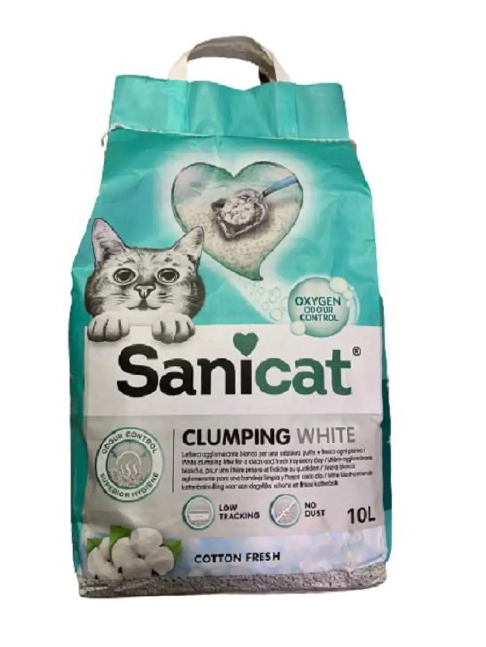 Sanicat Clumping White Cotton Fresh Oksijen Kontrol Kedi Kumu 10 