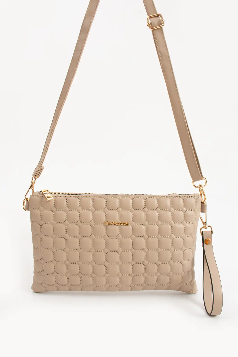 Sanmorris Kadın Suni Deri Kum Renkli Ayarlanabilir Çapraz Ve El A