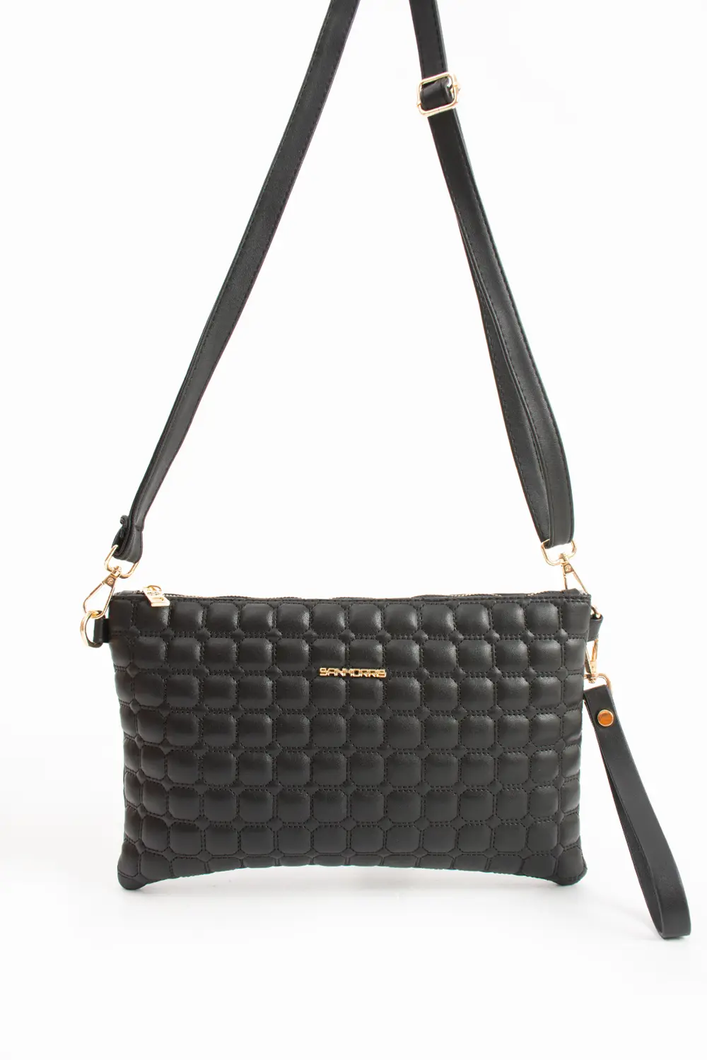 Sanmorris Kadın Suni Deri Siyah Mat Ayarlanabilir Çapraz Ve El As