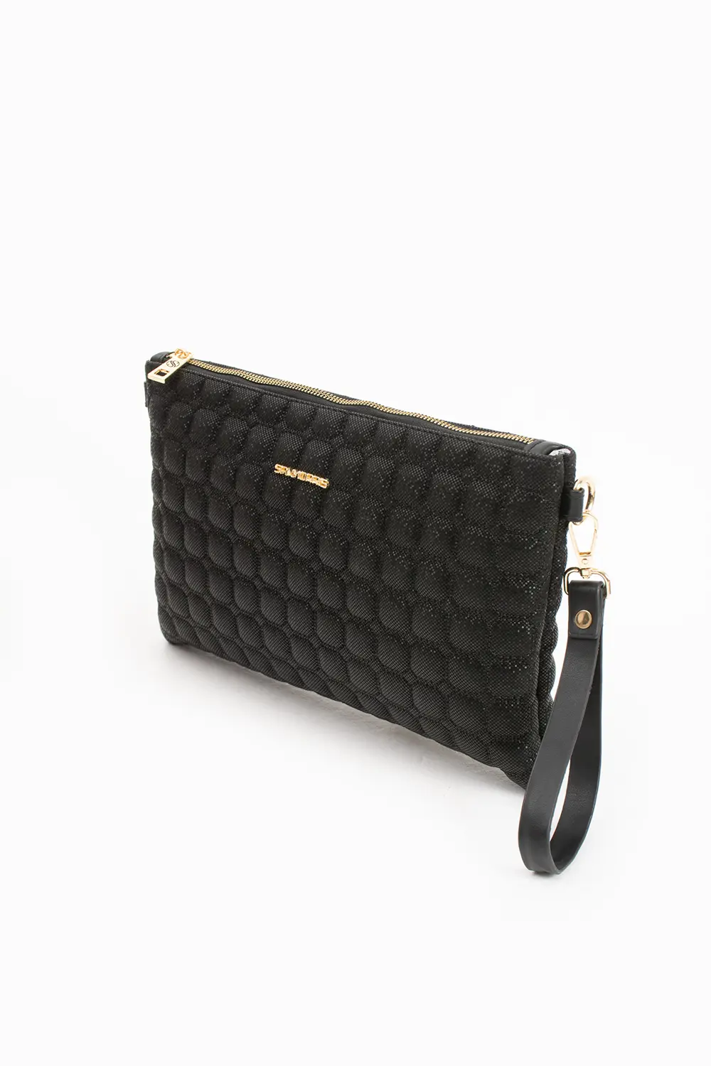 Sanmorris Kadın Suni Deri Siyah Mozaik Desen Ayarlanabilir Çapraz