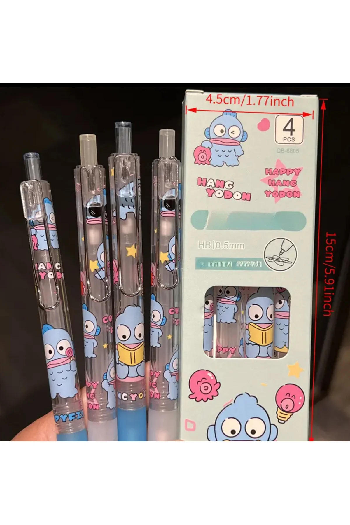 Sanrio 4 adet Mekanik 0.5 Kalem Balık Hang Yodon