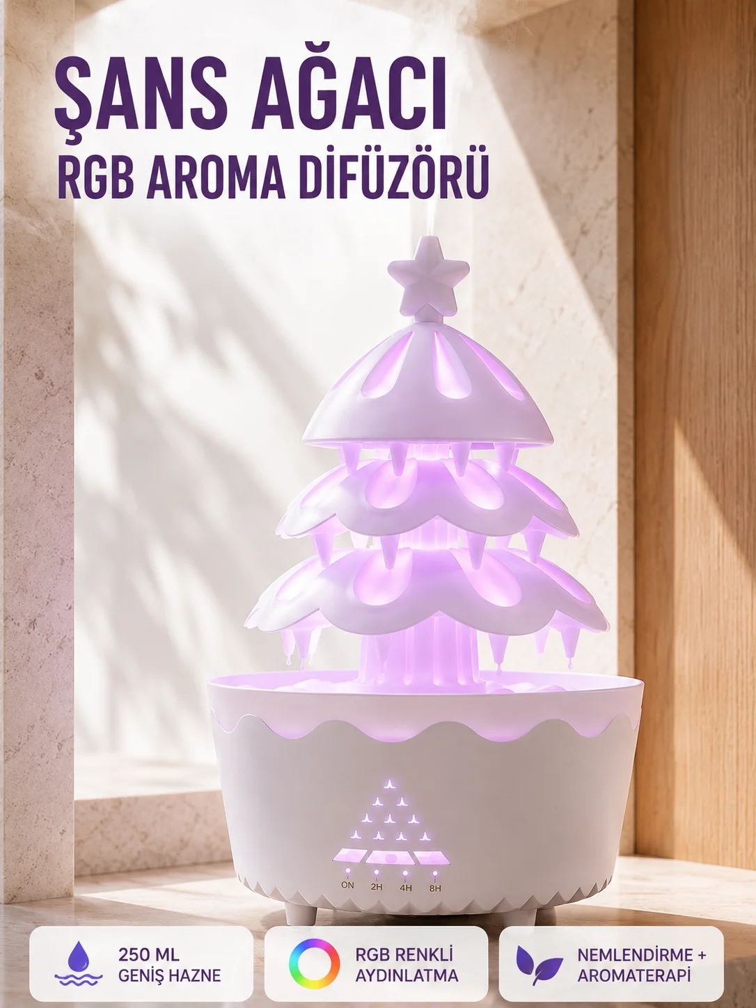 Şans Ağacı 250 ML Ultrasonik Hava Nemlendirici RGB Işıklı Aroma Difüzörü Fiyatı, Yorumları ve Özellikleri