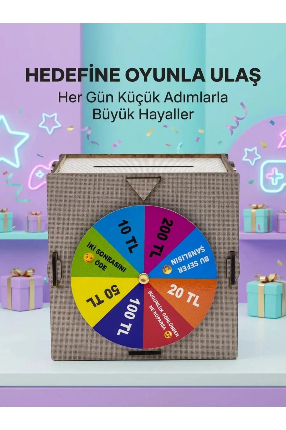 Şans Çarklı Hediyelik Tasarruf Kutusu Eğlenceli Para Biriktirme Oyun Dekoratif Ahşap Kumbara Şans Çarklı Hediyelik Tasarruf Kutusu Eğlenceli Para Biriktirme Oyun Dekoratif Ahşap Kumbara