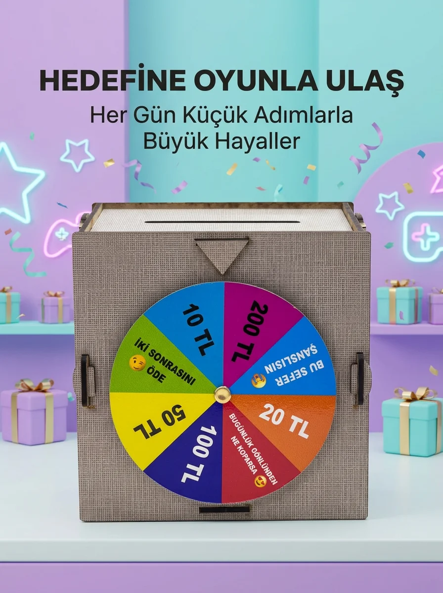 Şans Çarklı Hediyelik Tasarruf Kutusu Eğlenceli Para Biriktirme Oyun Dekoratif Ahşap Kumbara Fiyatı, Yorumları ve Özellikleri
