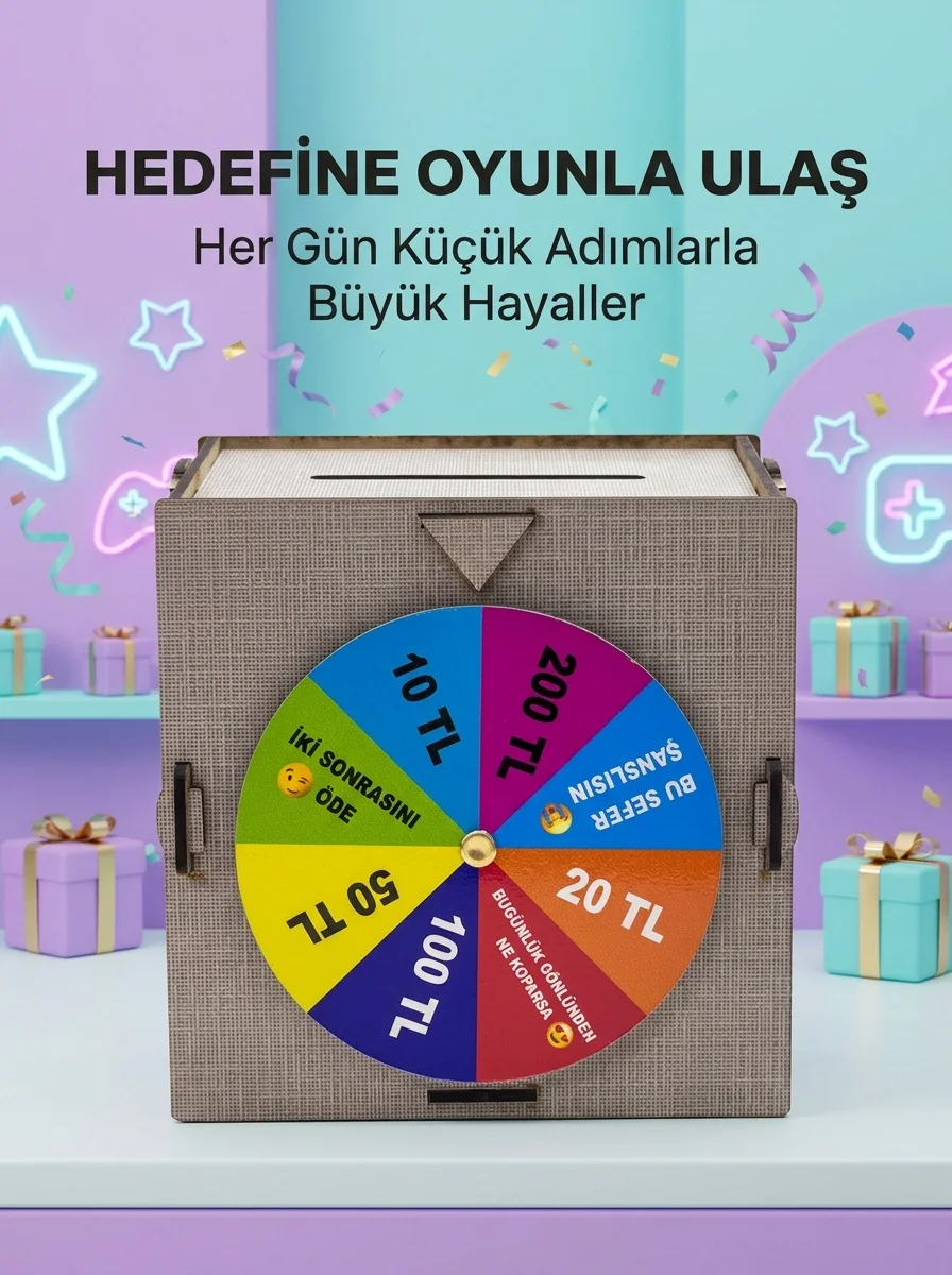Şans Çarklı Hediyelik Tasarruf Kutusu Eğlenceli Para Biriktirme Oyun Dekoratif Ahşap Kumbara Şans Çarklı Hediyelik Tasarruf Kutusu Eğlenceli Para Biriktirme Oyun Dekoratif Ahşap Kumbara