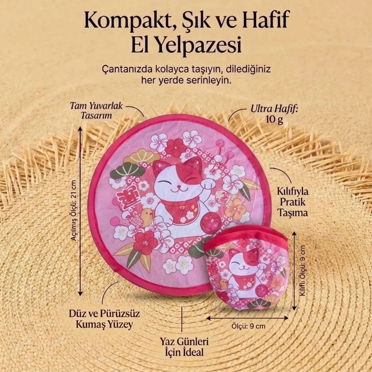 Şanslı Kedi (maneki Neko) Desenli Katlanabilir Cep Yelpazesi - Kılıflı Sevimli El Yelpazesi Bx40 Fiyatı, Yorumları ve Özellikleri