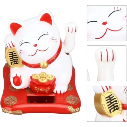 Şanslı Kedi Oyuncağı Güneş Enerjili Hareketli Kedi Figürü, Dekora