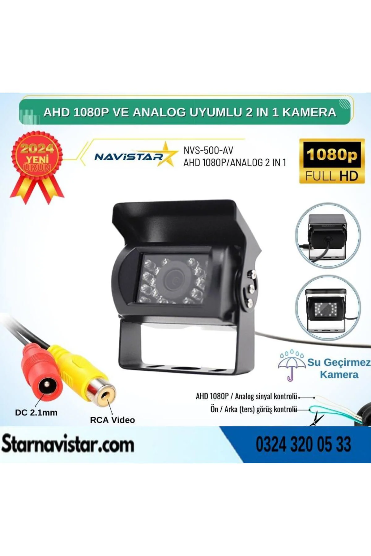 Şapkalı AHD 1080P Analog Pal Uyumlu Metal Ayaklı Gece Görüşlü Ara