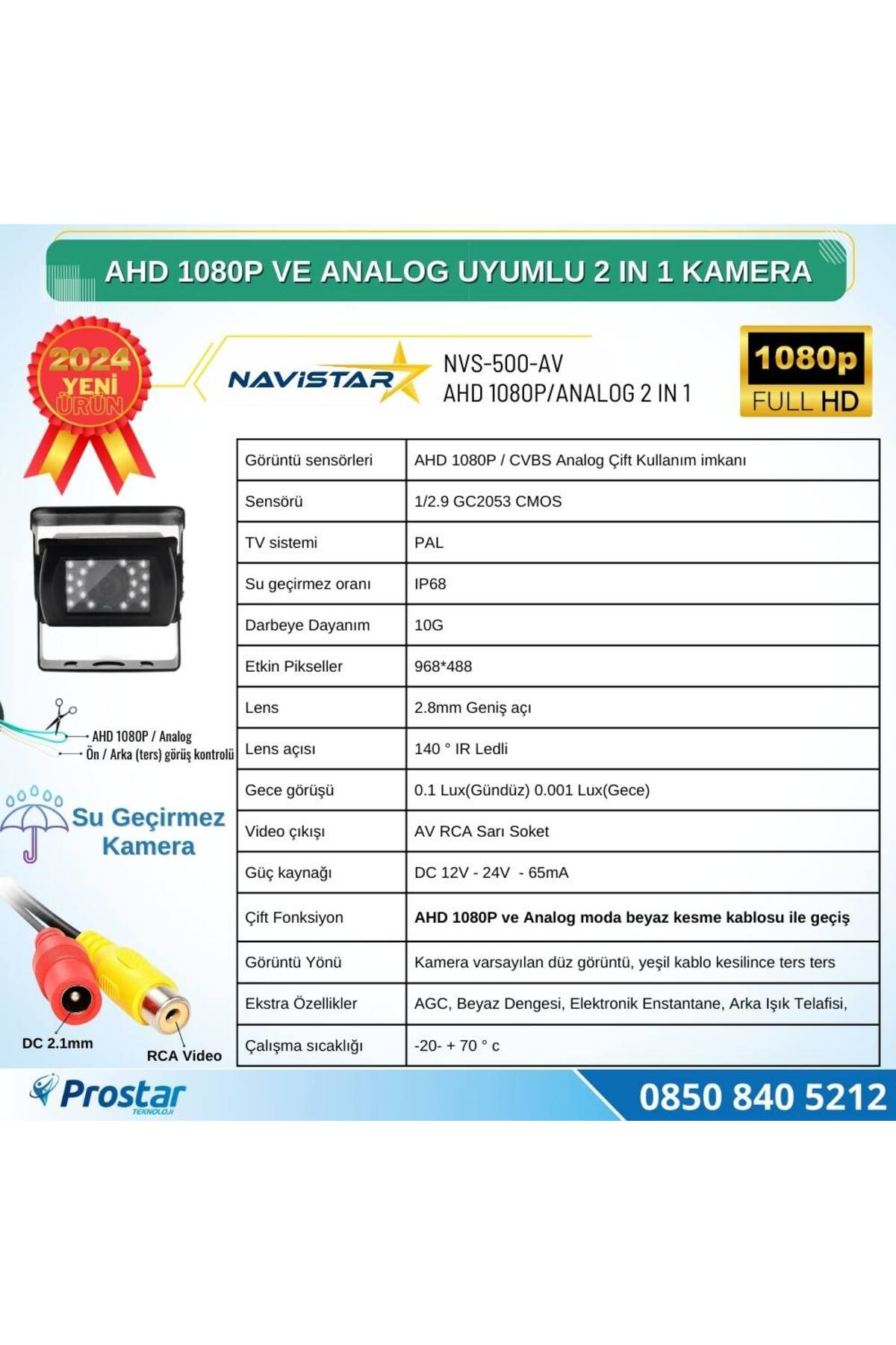 Navistar Şapkalı Ahd 1080P Ve Analog Pal Çevirilebilir Gece Görüşlü Av Gir