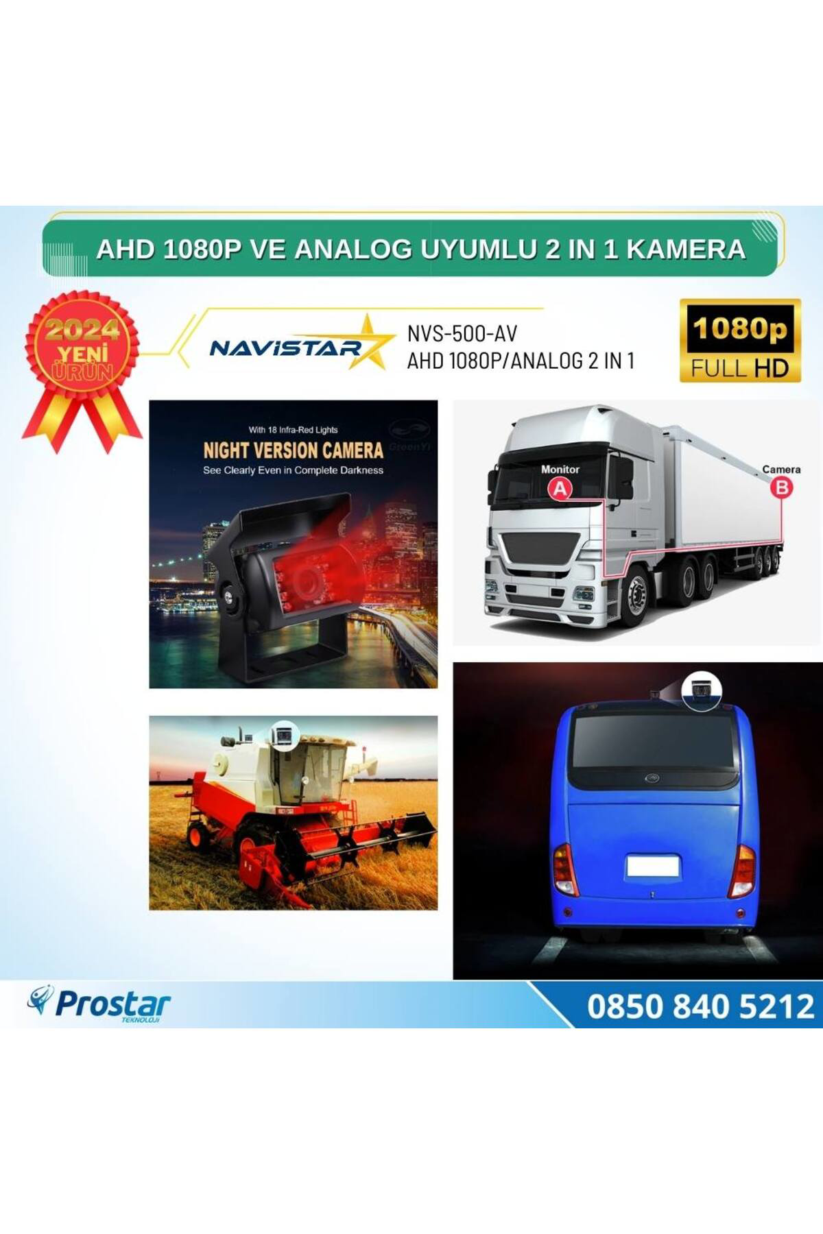 Navistar Şapkalı Ahd 1080P Ve Analog Pal Çevirilebilir Gece Görüşlü Av Gir