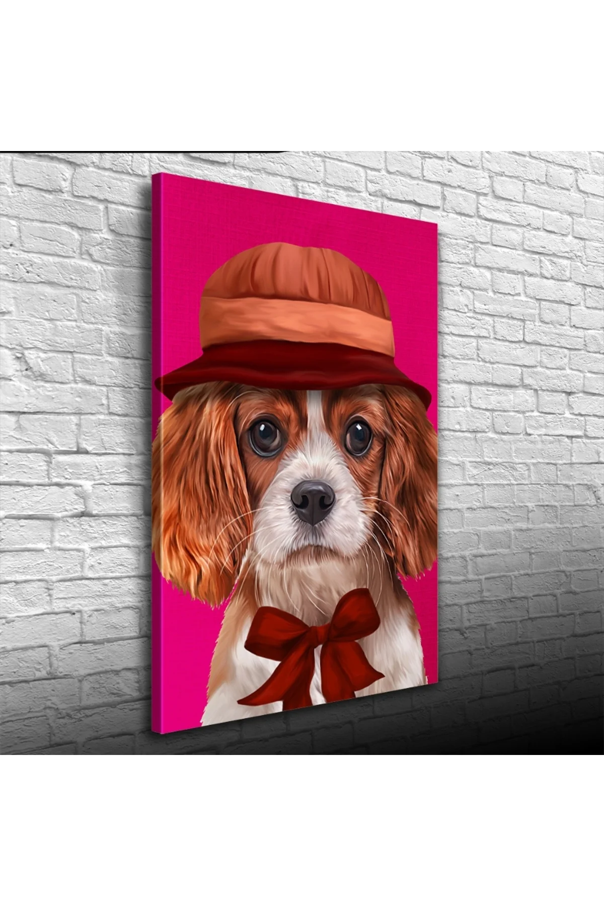Şapkalı Köpek Kanvas Tablo 50 x 70
