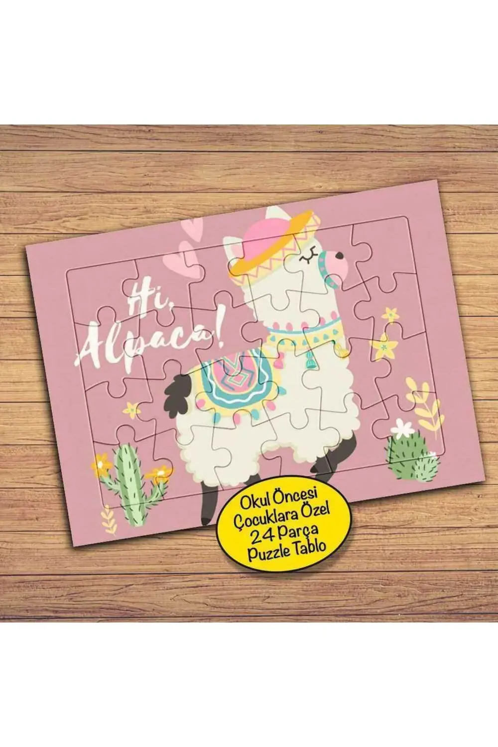 Şapkalı Koyun Çocuklara Özel Puzzle Yapboz Tablo-2147885669