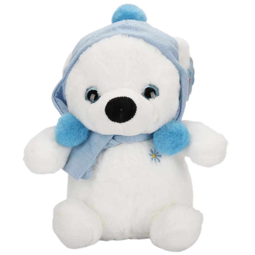 Şapkalı ve Atkılı Peluş Kutup Ayısı 30 cm S00004773