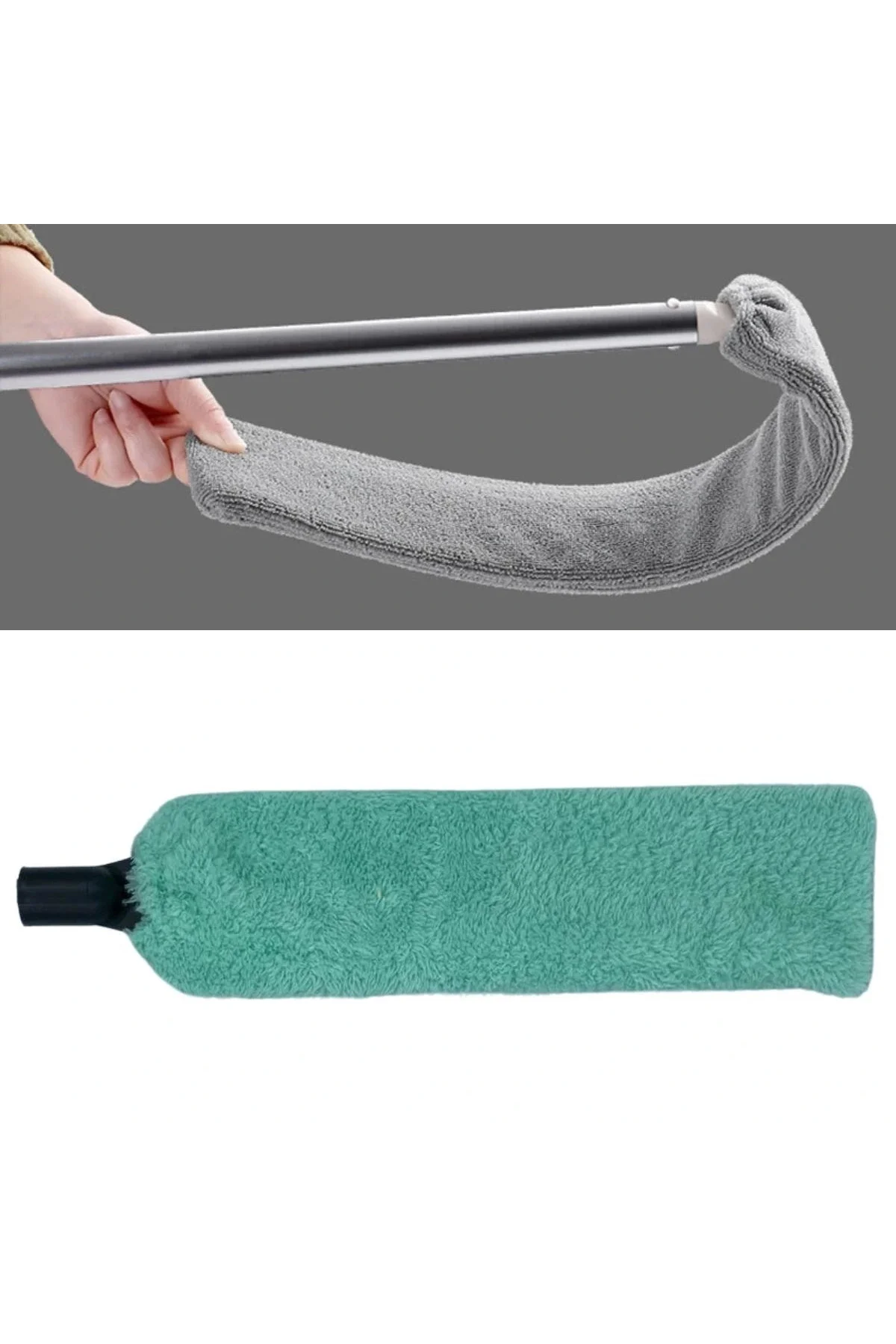 Saplı Mikrofiber Başlıklı Girintili Yüzey Temizleme Mopu Toz Alma Fırçası - Görsel 2