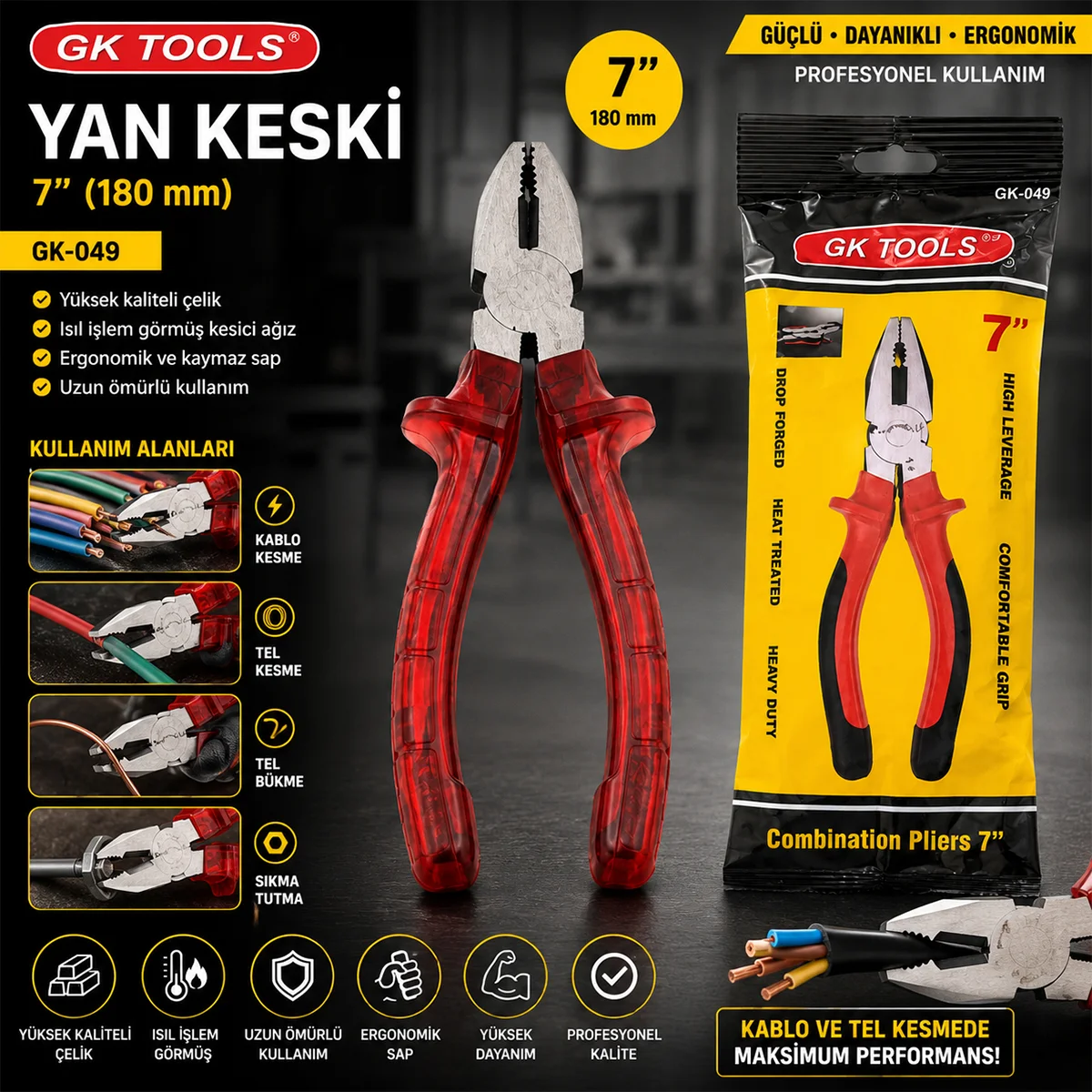 Saplı Yan Keski 180 mm Saplı Yan Keski 180 mm - Görsel 3