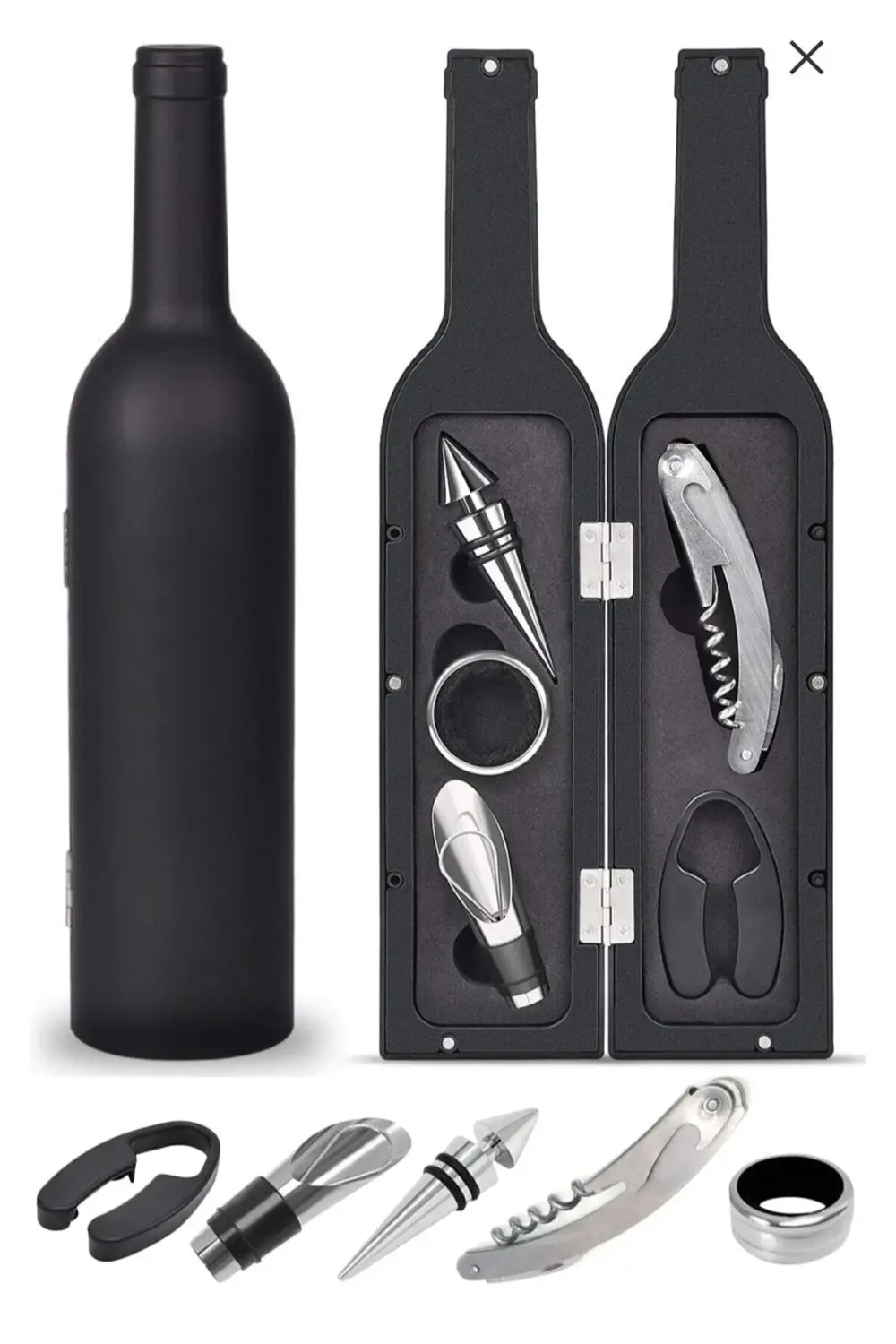 Şarap Açacak Türbişon Seti 5 Parça Şise Şekilli