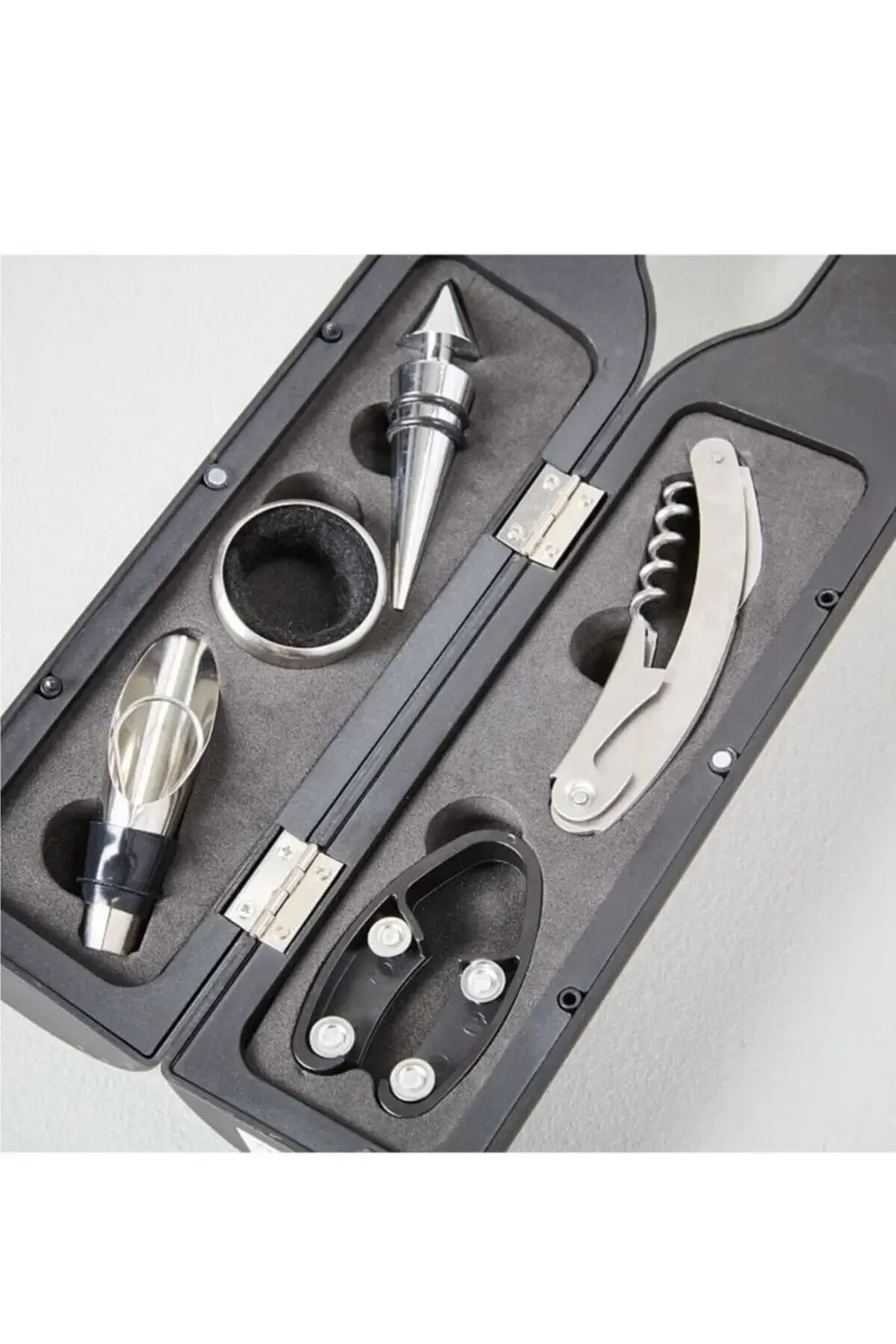 Şarap Açacak Türbişon Seti 5 Parça Şise Şekilli