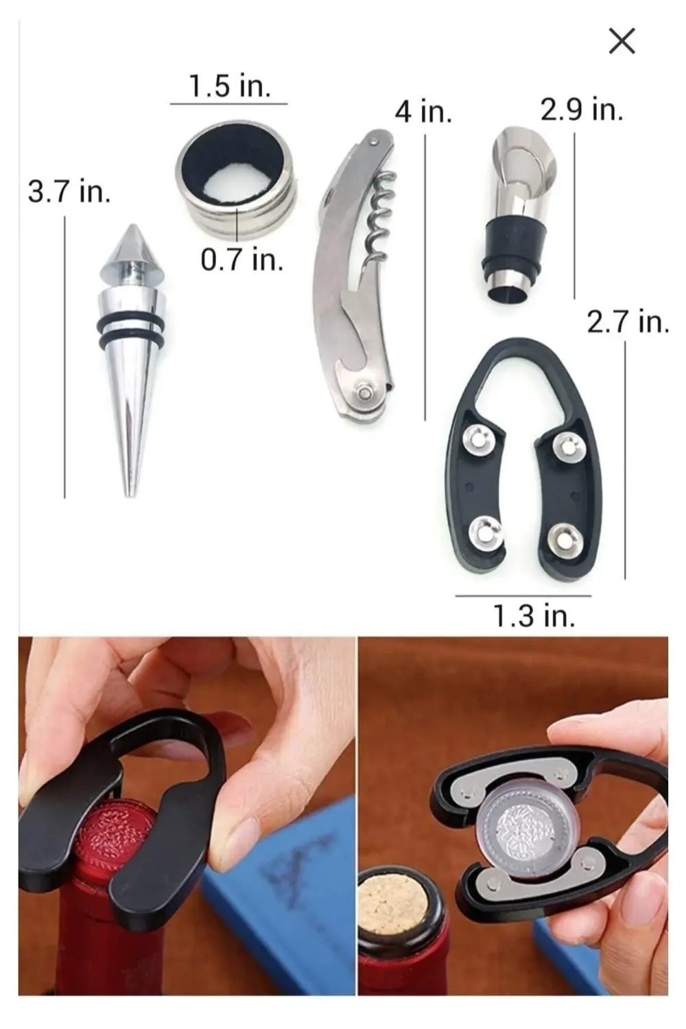 Şarap Açacak Türbişon Seti 5 Parça Şise Şekilli