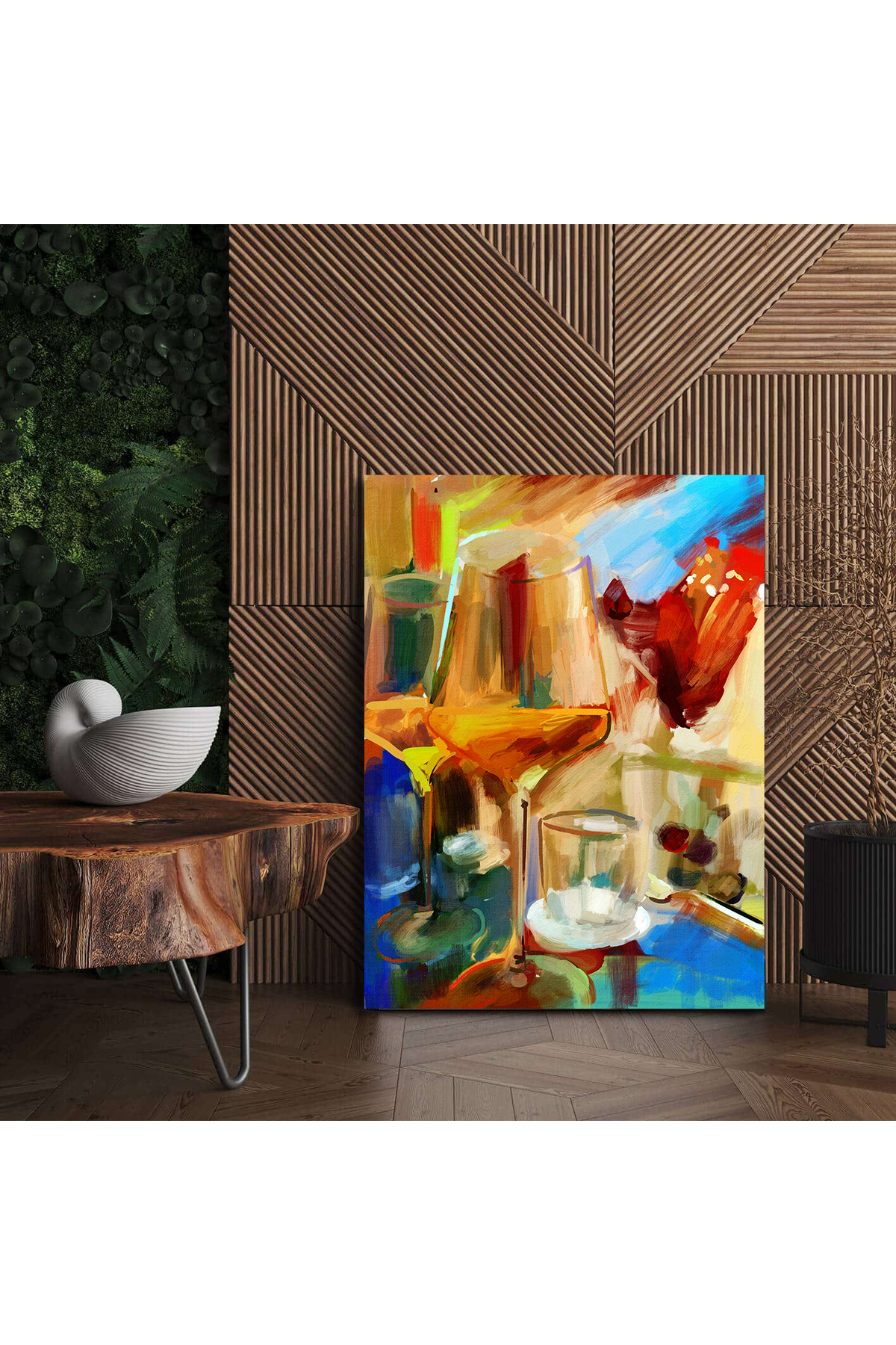 Korkmazkanvas Şarap Kadehleriyle Natürmort. Kanvas Tablo