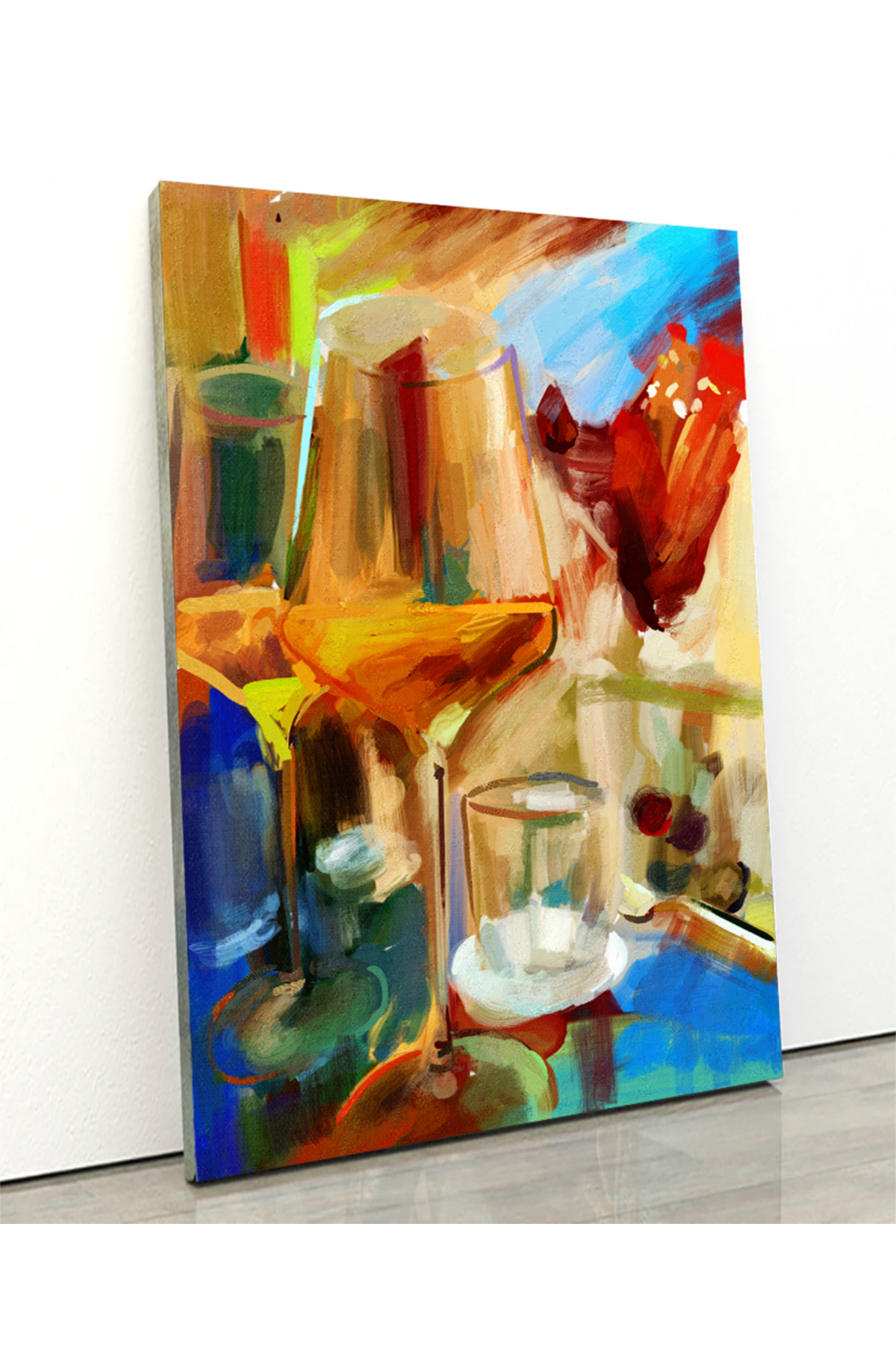 Korkmazkanvas Şarap Kadehleriyle Natürmort. Kanvas Tablo