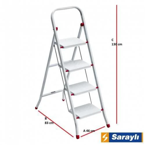 Saraylı Pratik Metal Merdiven Beyaz 4 Basamaklı Saraylı Pratik Metal Merdiven Beyaz 4 Basamaklı