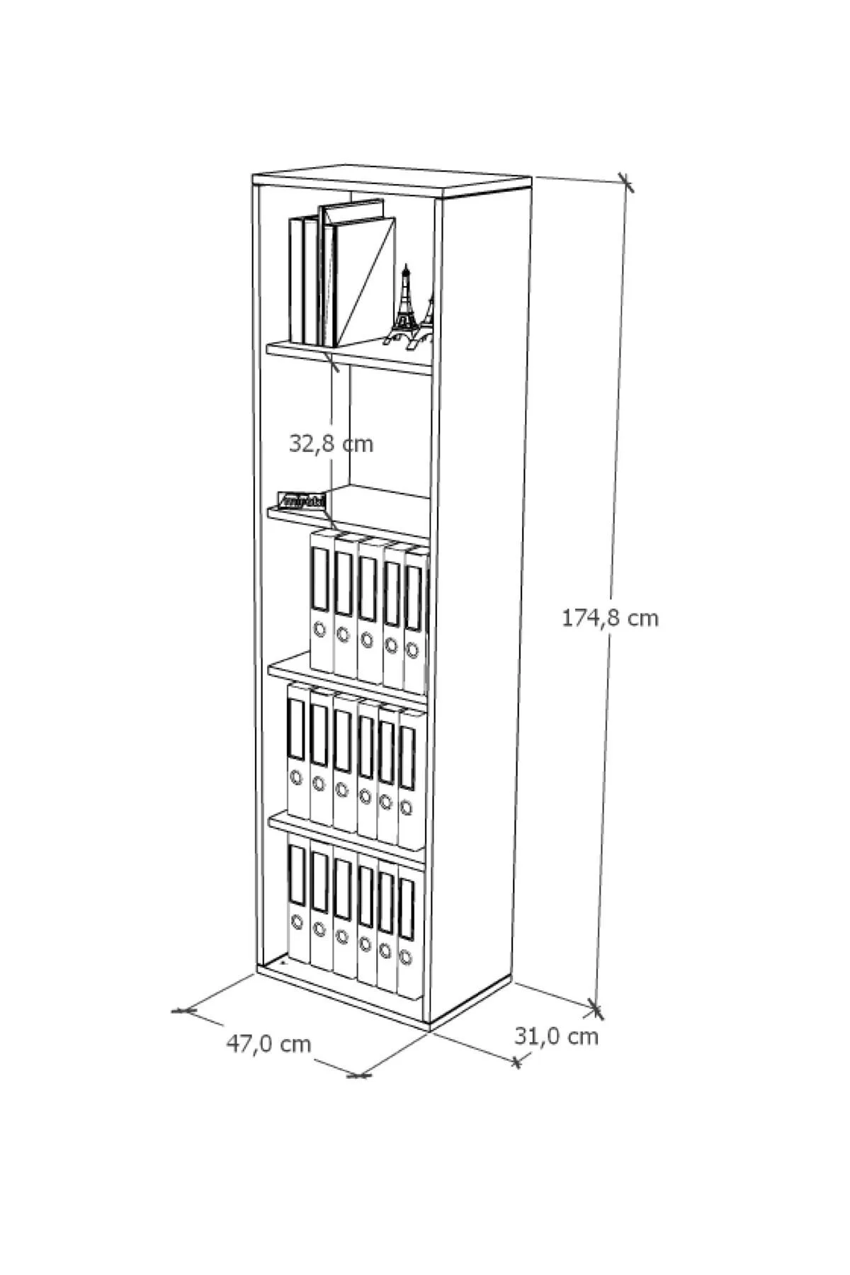 Sardes 5 Raflı Kitaplık Ofis Dolabı Klasörlük Çok Amaçlı Dolap Mu