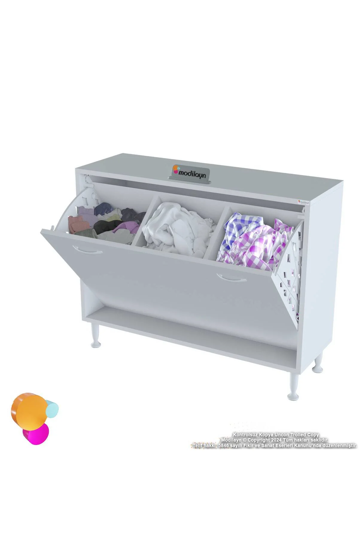Sare 100 cm Beyaz Sepetli Banyo Dolabı,Mutfak Dolabı 100x75x32,5 