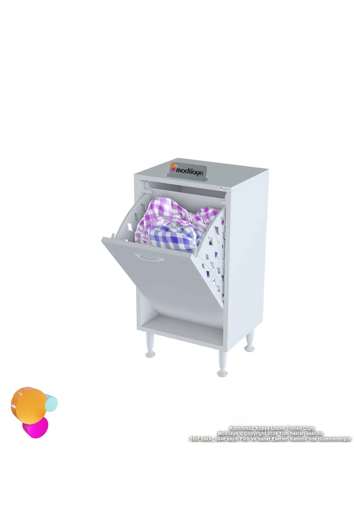 Sare 45 cm Beyaz Sepetli Banyo Dolabı,Mutfak Dolabı 45x75x32,5 cm