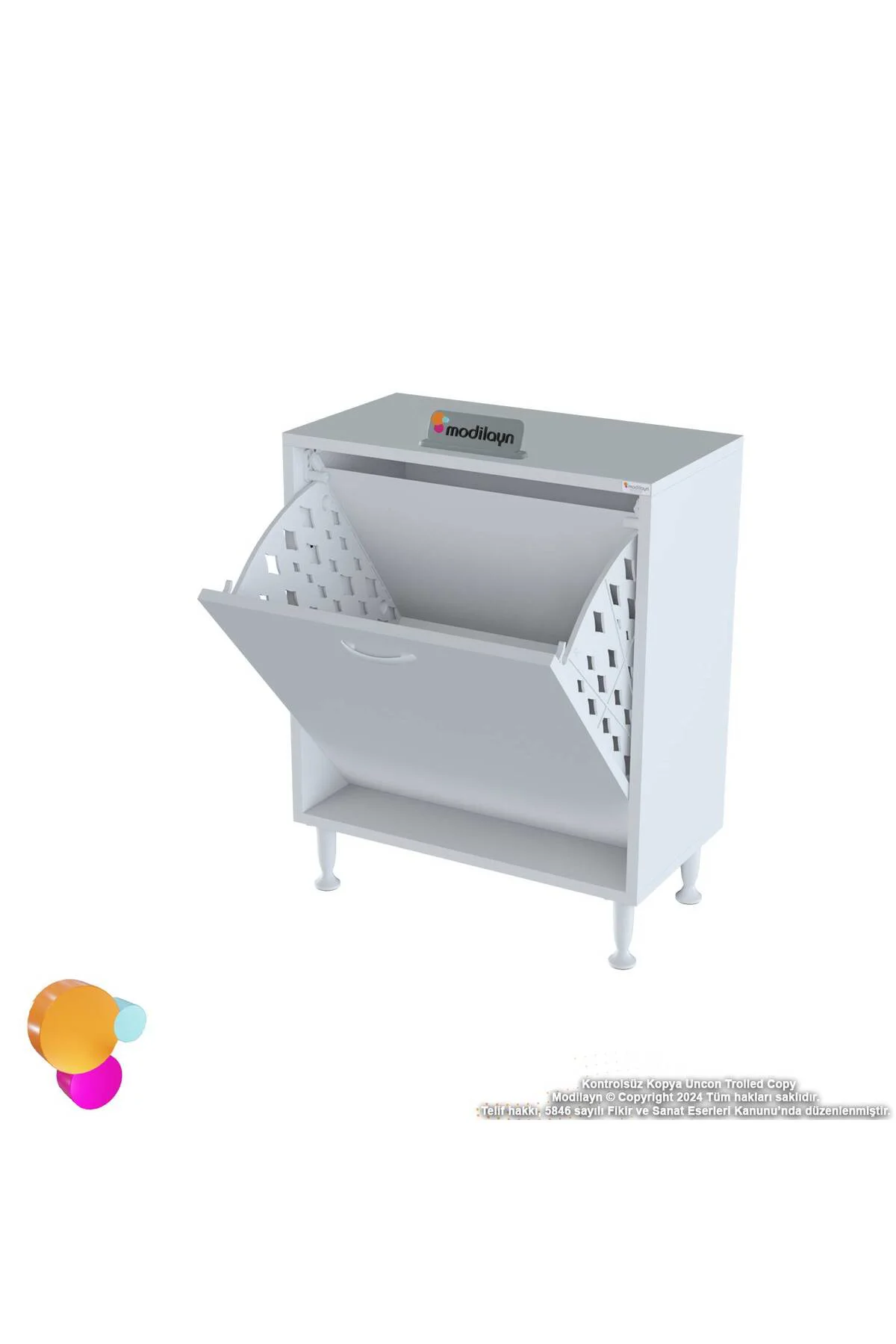 Sare 55 cm Beyaz Sepetli Banyo Dolabı,Mutfak Dolabı 55x75x32,5 cm