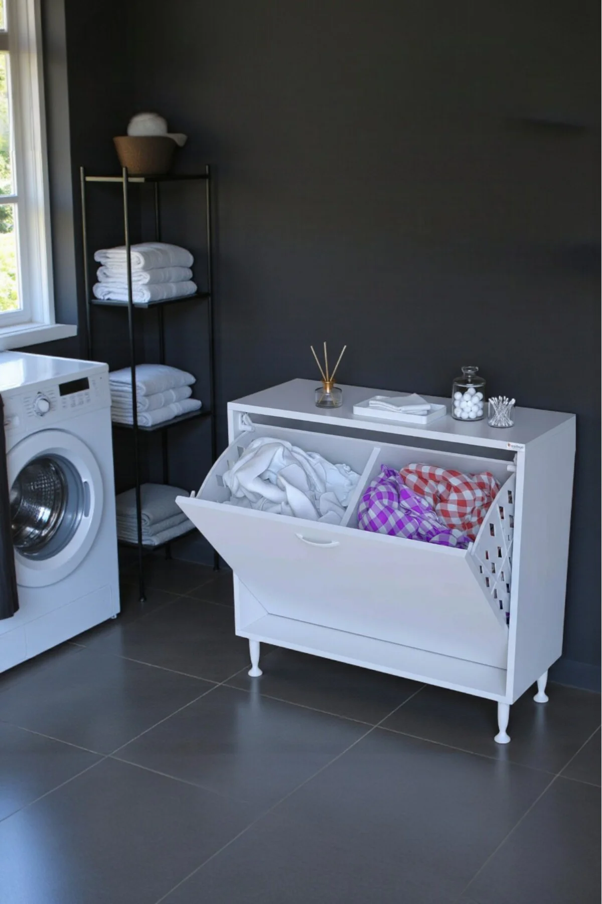 Sare 70 cm Beyaz Sepetli Banyo Dolabı,Mutfak Dolabı 70x75x32,5 cm