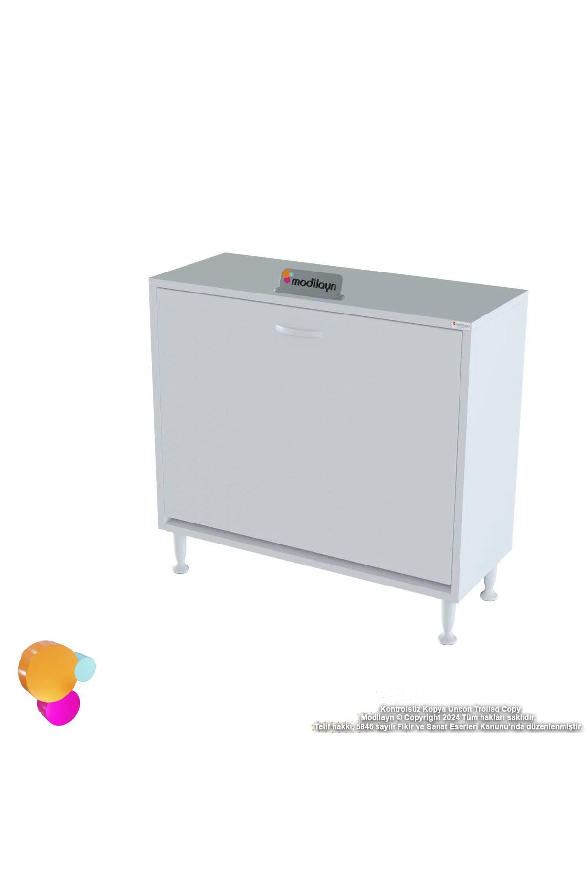 Sare 70 cm Beyaz Sepetli Banyo Dolabı,Mutfak Dolabı 70x75x32,5 cm
