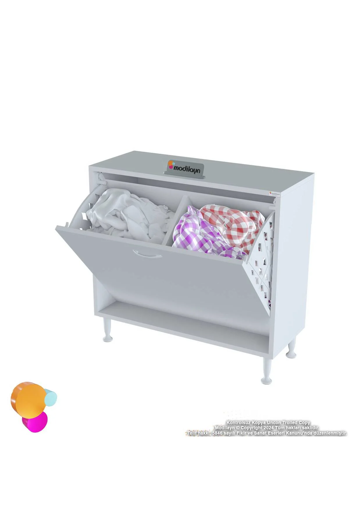 Sare 80 cm Beyaz Sepetli Banyo Dolabı,Mutfak Dolabı 80x75x32,5 cm