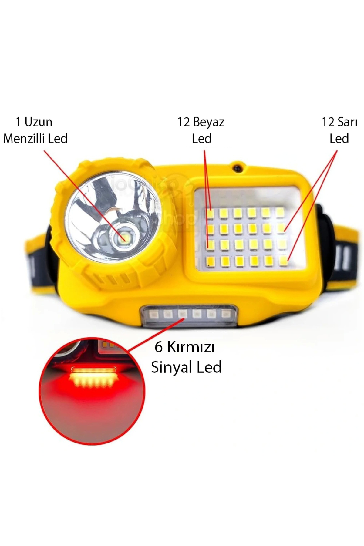 SARI 10 WATT SENSÖRLÜ 1 LED 24 SMD LED 11 IŞIK MODLU KAFA LAMBASI
