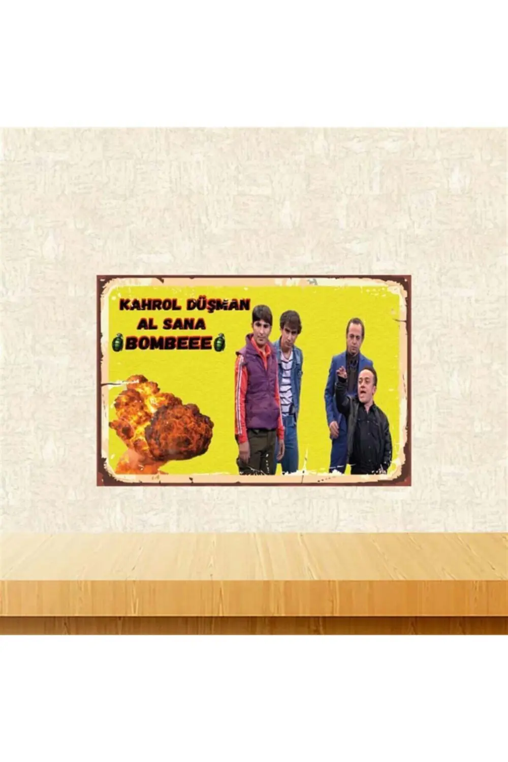 Sarı Al Sana Bombeee Retro Ahşap Poster 20x30 cm