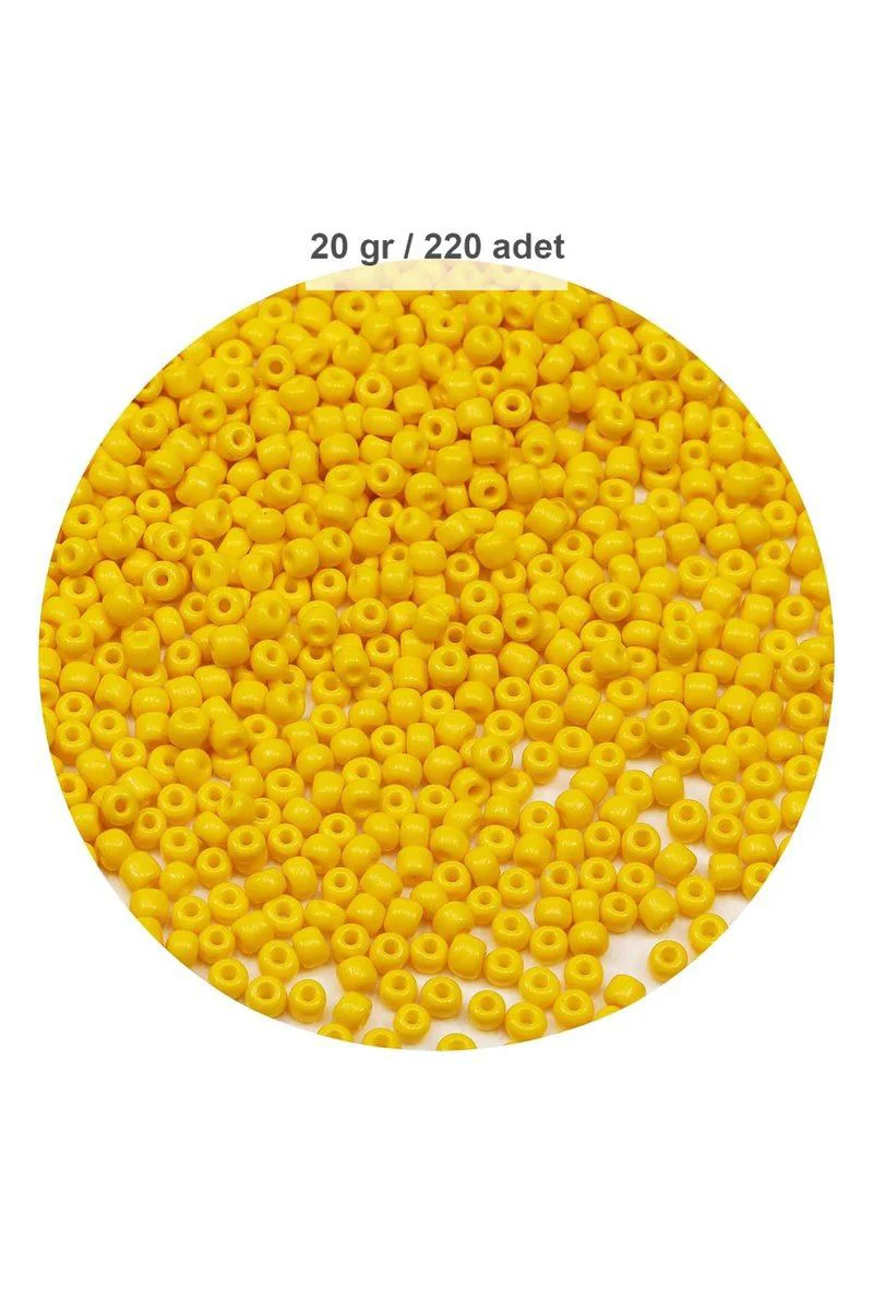 Sarı Cam Boncuk 4mm – 220 Adet/20g Oya Yazma Bileklik ve Kolye İçin Tohum Boncuk