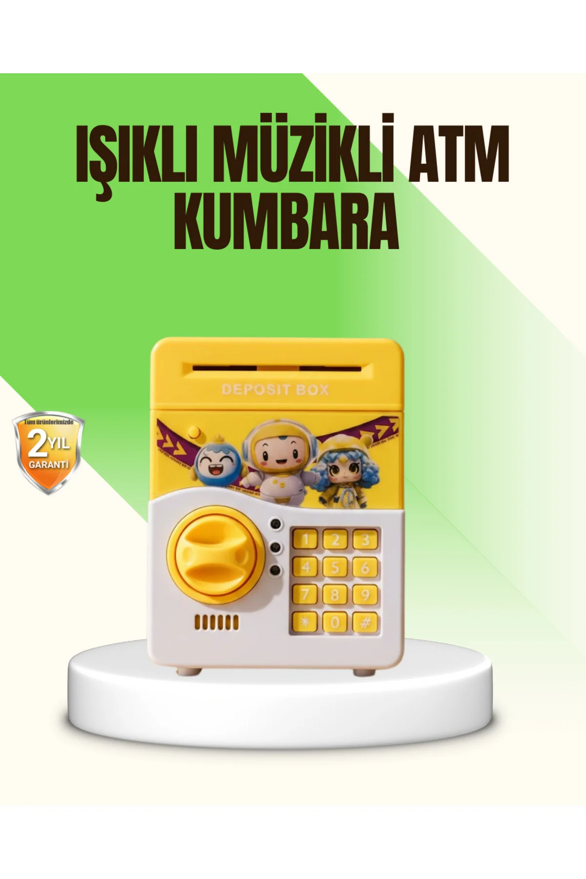 Sarı Elektronik Şifreli ATM Görünümlü Çocuk Kumbarası