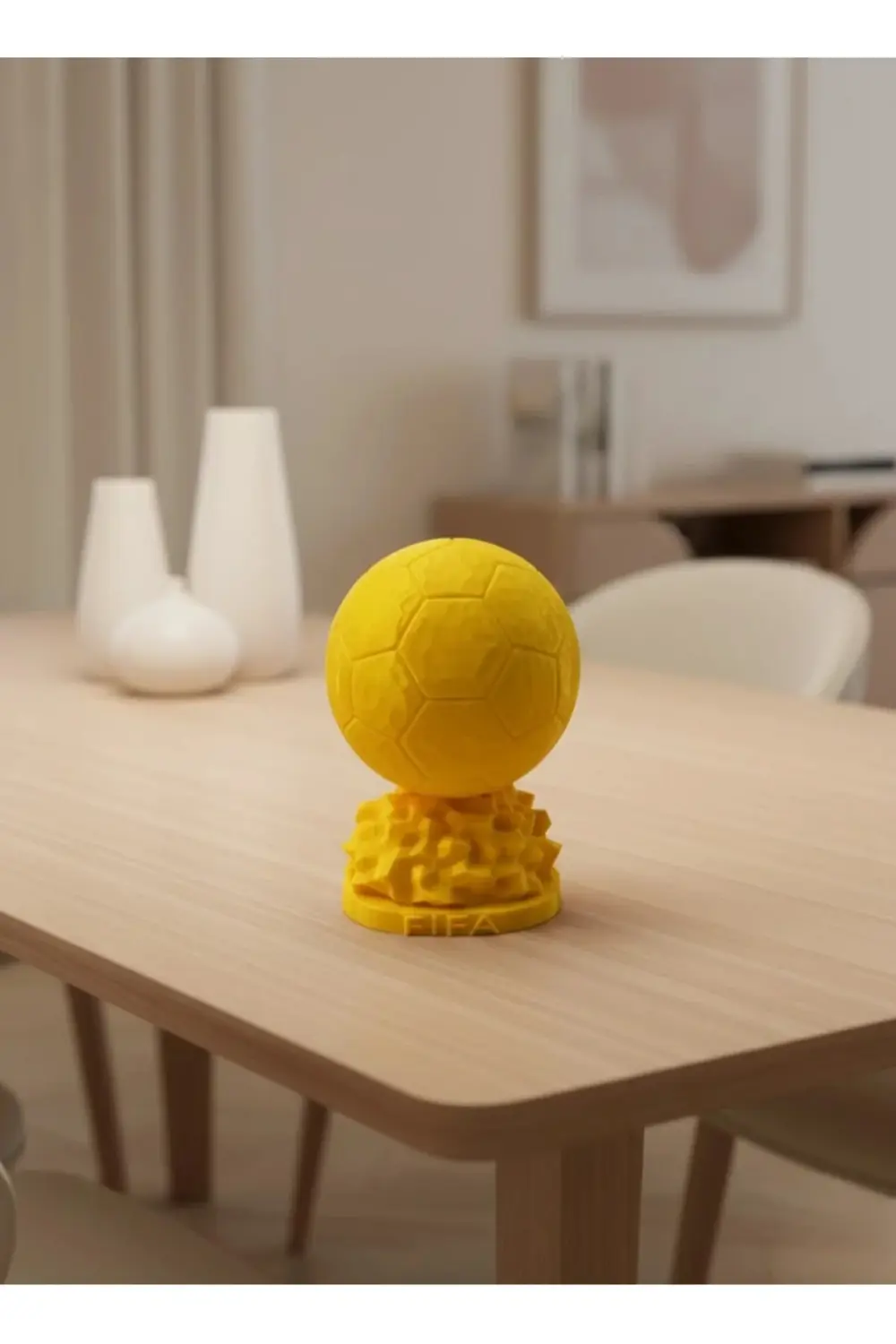 Sarı FIFA Topu Dekoratif Biblo 10cm Modern Masa Üstü Aksesuar