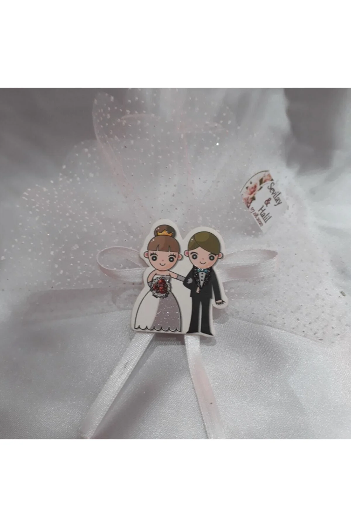 Sarı Gelin Damatlı Karton Nikah Şekeri 50 Li