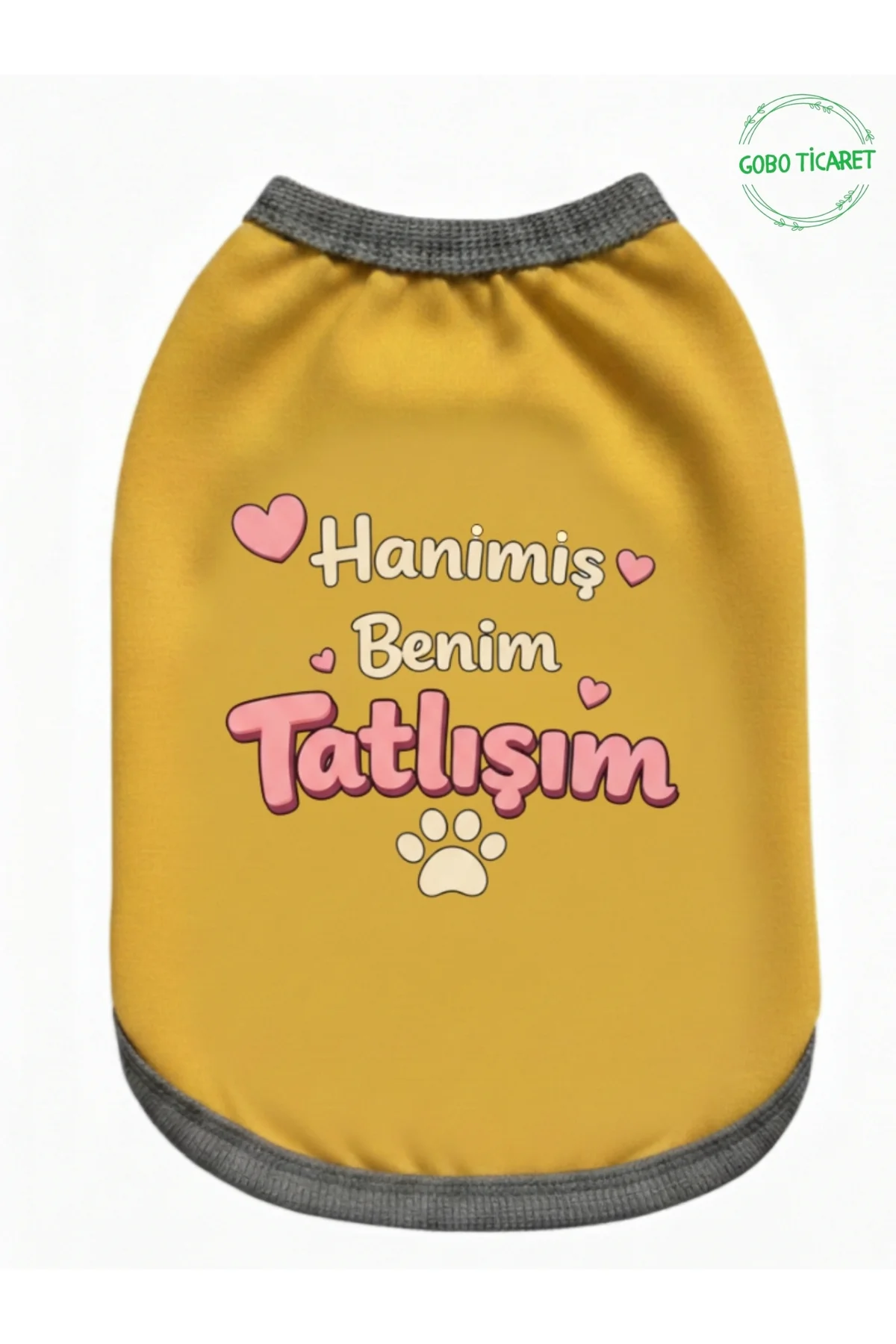 Sarı Hanimiş Benim Tatlışım Baskılı Kedi ve Köpek Kıyafeti Tişörtü Elbisesi SMALL/S/Beden 1