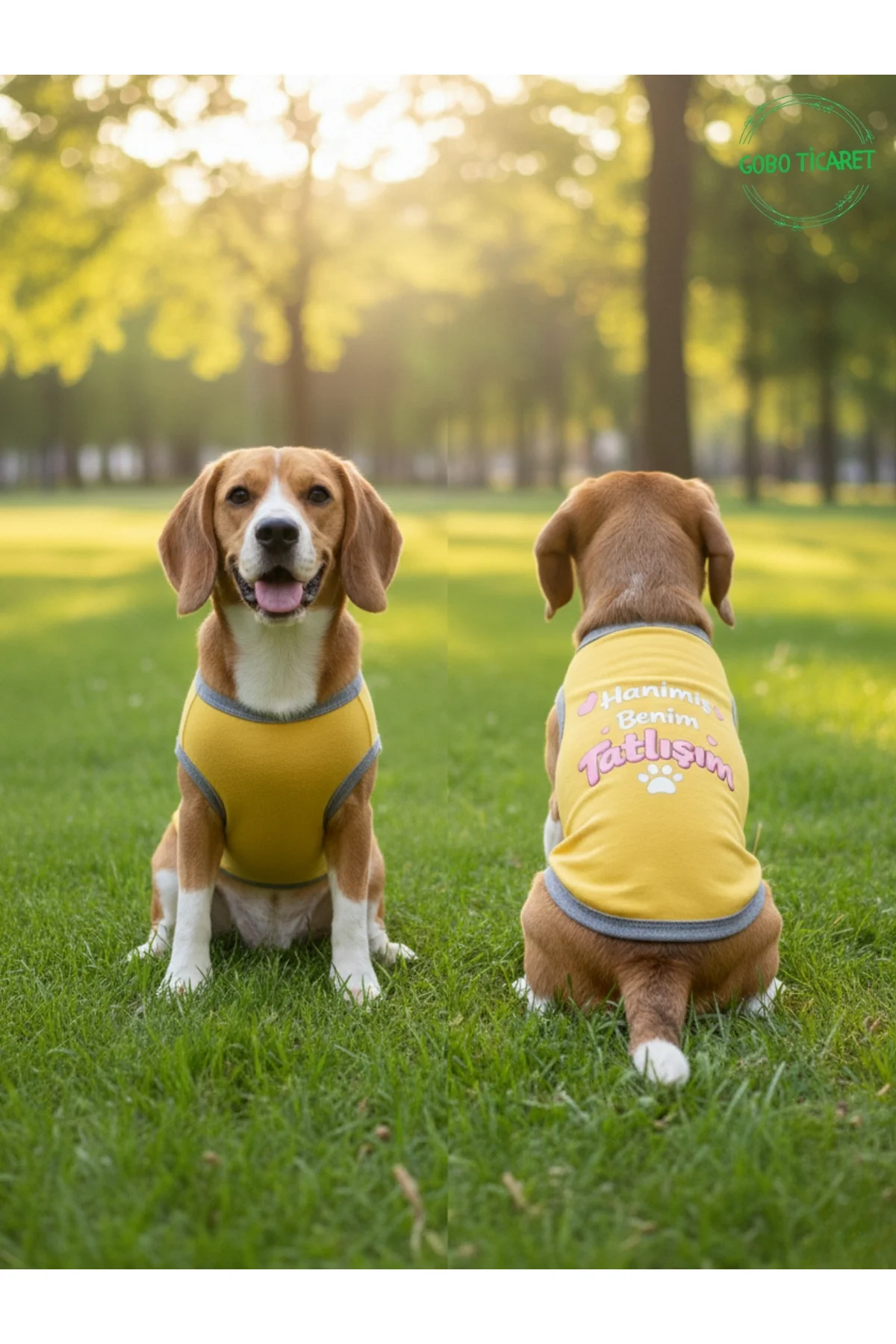Sarı Hanimiş Benim Tatlışım Baskılı Kedi ve Köpek Kıyafeti Tişörtü Elbisesi SMALL/S/Beden 1