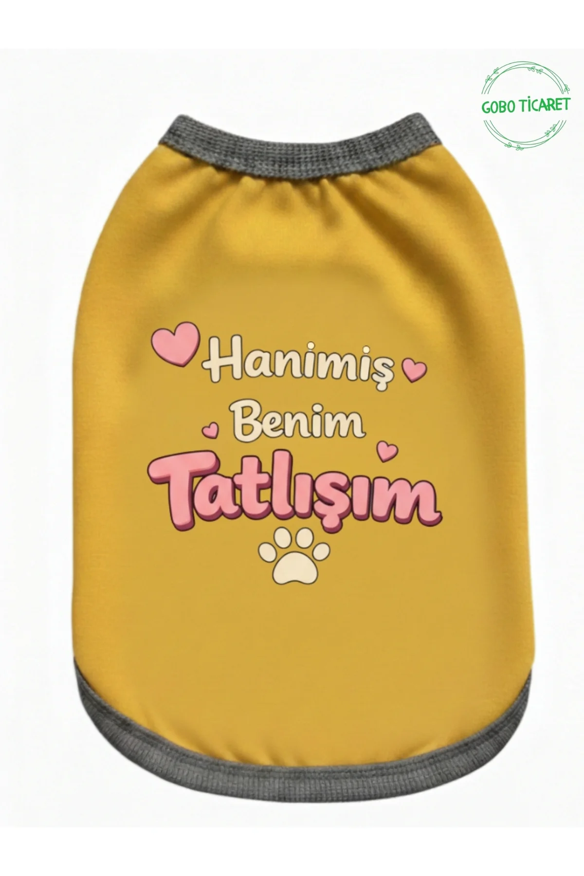 Sarı Hanimiş Benim Tatlışım Baskılı Kedi ve Köpek Kıyafeti Tişörtü Elbisesi Large/L/Beden 3