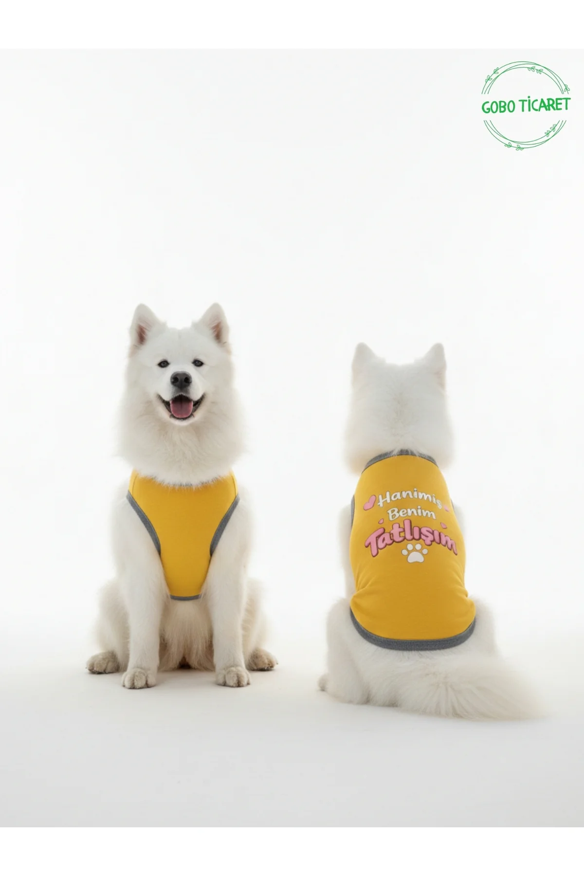 Sarı Hanimiş Benim Tatlışım Baskılı Kedi ve Köpek Kıyafeti Tişörtü Elbisesi SMALL/S/Beden 1