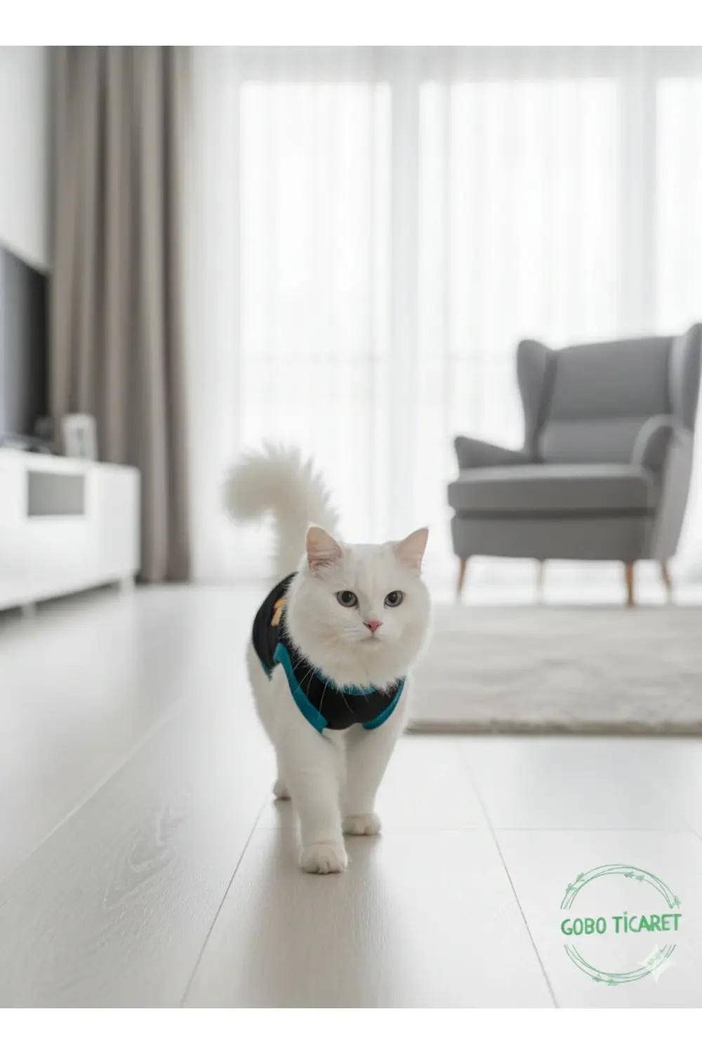 Sarı Kedi Baskılı Kışlık Siyah Kedi Köpek Kıyafeti Elbisesi SMALL