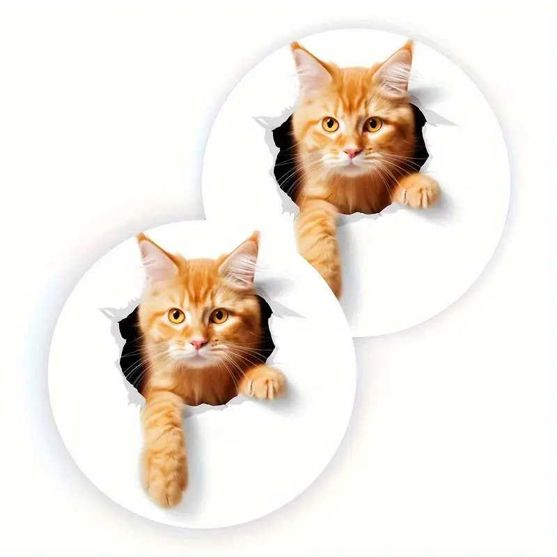Dodemert Home Sari Kedi Tasarimli Araba Bardak Altliği & Kaymaz Mat 2 Li Dodemert Home Sari Kedi Tasarimli Araba Bardak Altliği & Kaymaz Mat 2 Li