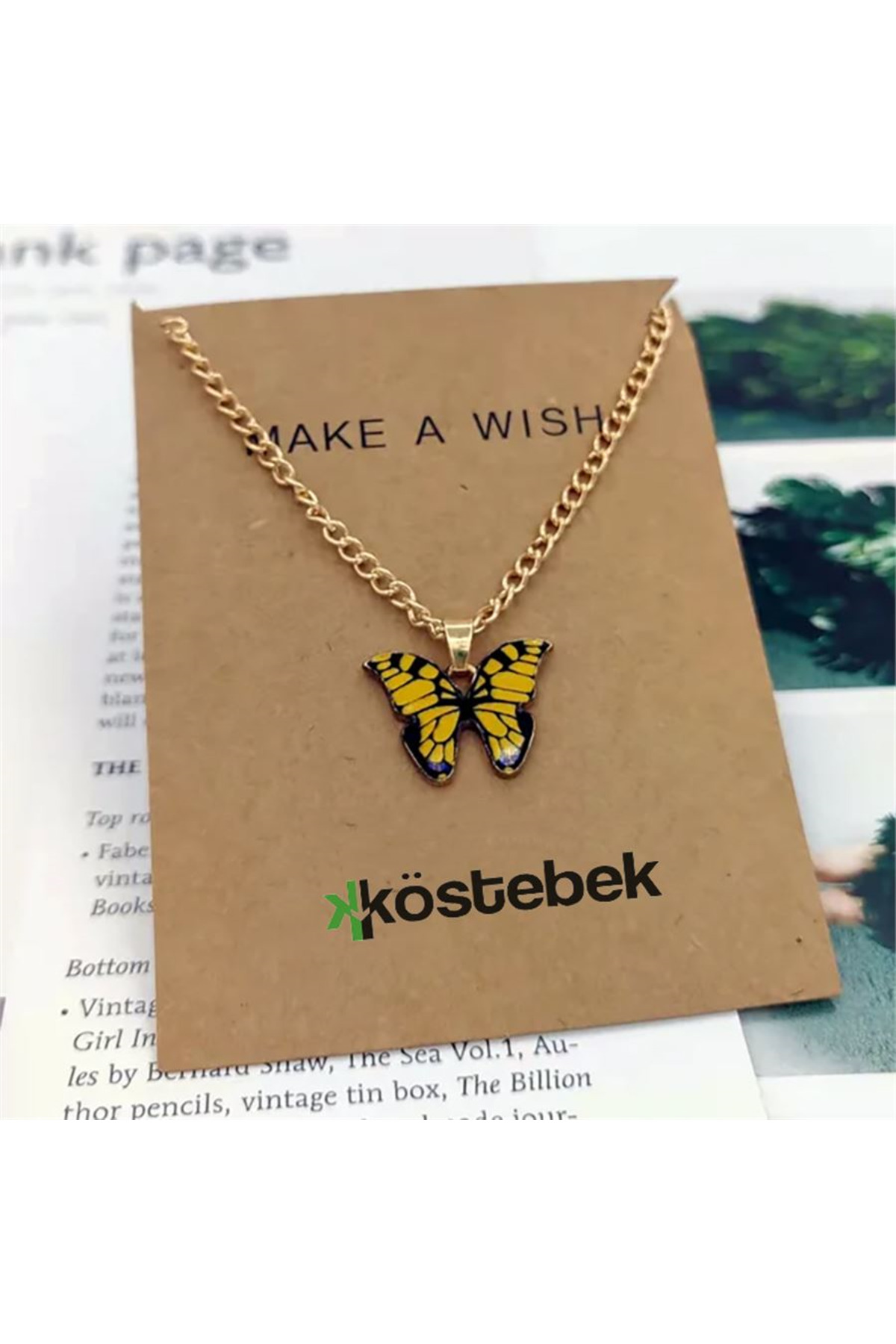 Sarı Kelebek Gold Zincir Kolye